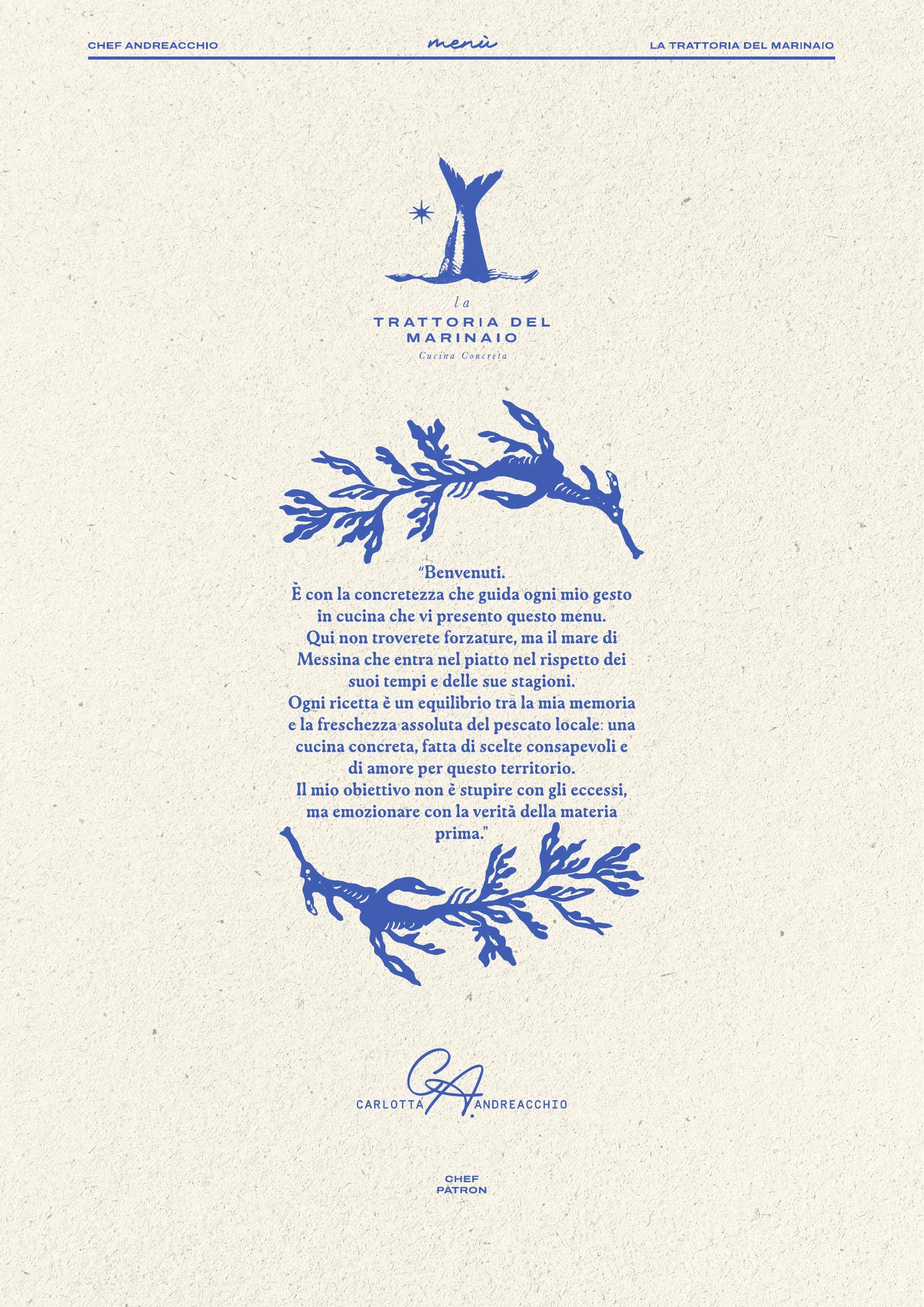 Menu del ristorante, pagina 1 di 12